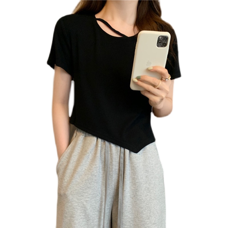 Áo thun SUXI tay ngắn kiểu dáng đơn giản dễ phối đồ thời trang mùa hè cho nữ