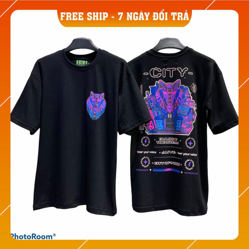 Áo thun tay lỡ form rộng Nam nữ HADES CITY full tag cotton