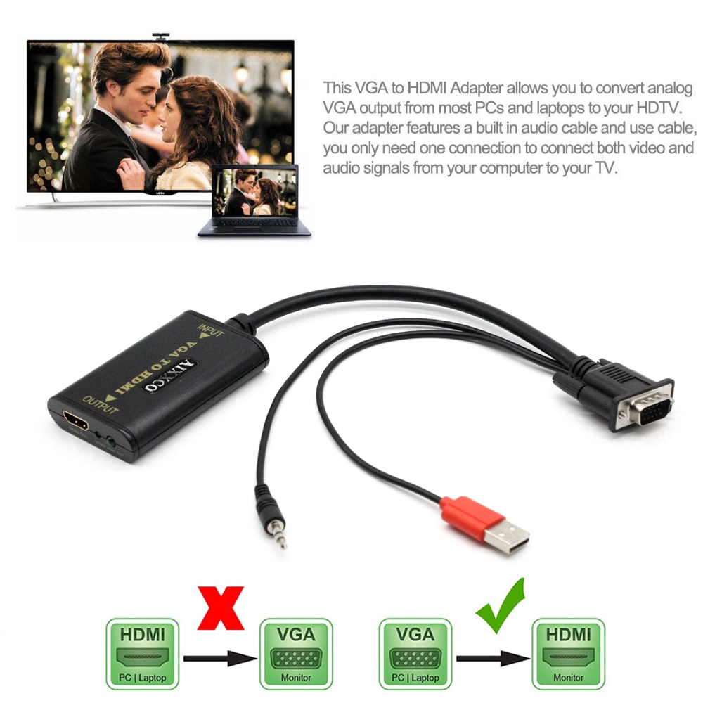 Cáp chuyển đổi VGA sang HDMI 1080P HD TV HDTV / PC / Video