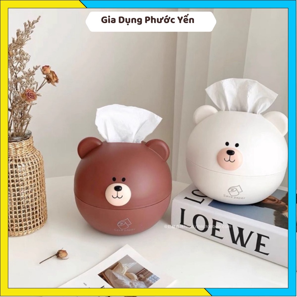 Hộp đựng giấy ăn hình gấu nâu trắng dễ thương