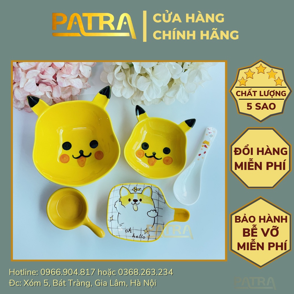 Bộ Bát Sứ Ăn Dặm Cho Bé Kèm Khay, Set Bát Sứ Ăn Dặm Cho Bé Tặng Kèm Thìa Dụng Cụ Ăn Dặm Màu Sắc Đáng Yêu Ngộ Nghĩnh