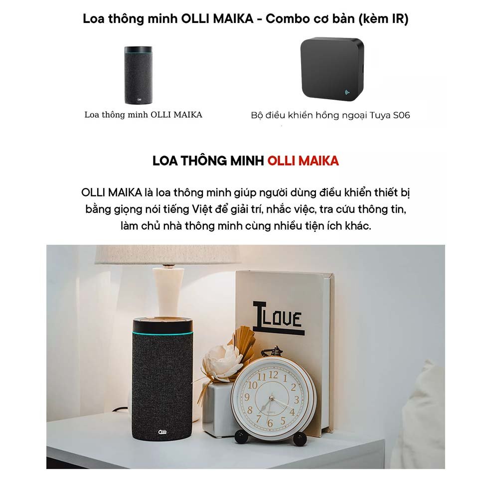 Combo loa thông minh OLLi Maika và điều khiển hồng ngoại Tuya S06 Pro/ S06