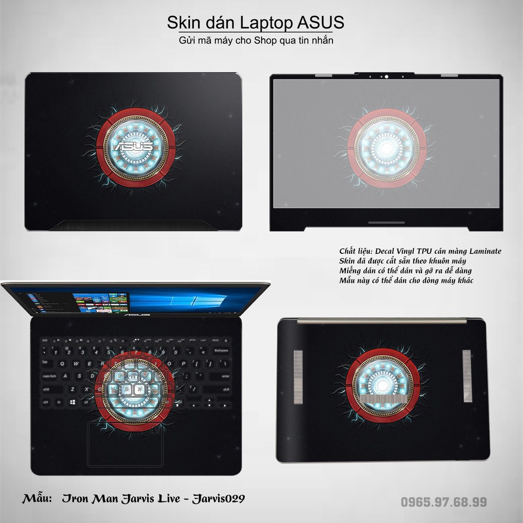 Skin dán Laptop Asus in hình Jarvis (inbox mã máy cho Shop)