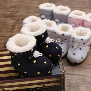 Giày bốt cotton lót lông cừu giữ ấm chống trượt thời trang dành cho trẻ em từ 0-18 tháng tuổi