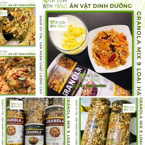 Granola Mix 9 Loại Hạt Không Đường - Ngũ Cốc Giảm Cân Tự Nhiên, Emario Bách Hóa Online, Hộp 250g