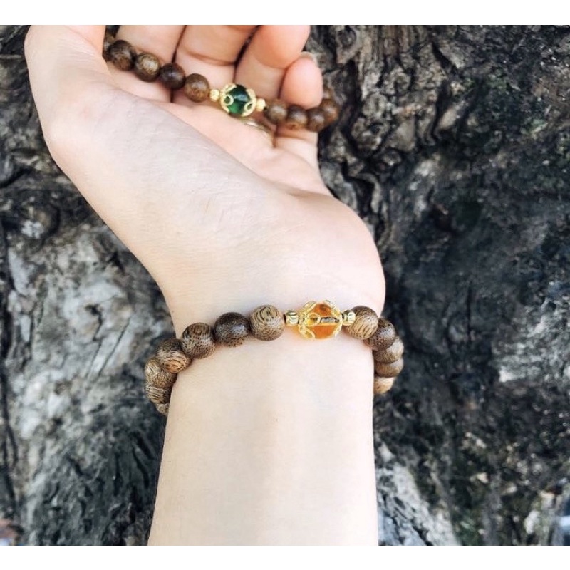 Charm chụp hoa 8mm mix vòng tay bạc xi vàng cao cấp