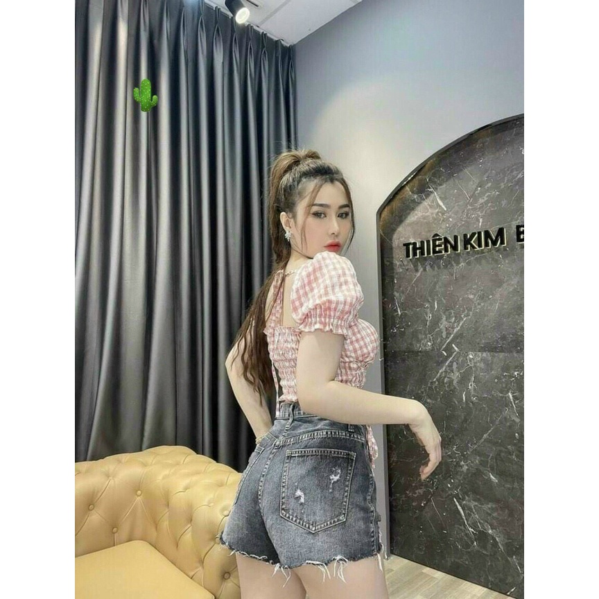 áo kate caro phối mút hở lưng nhúm sau