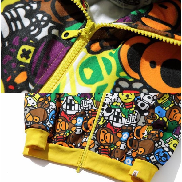 BAPE Mới Áo Khoác Hoodie Họa Tiết Rằn Ri Phối Cá Tính