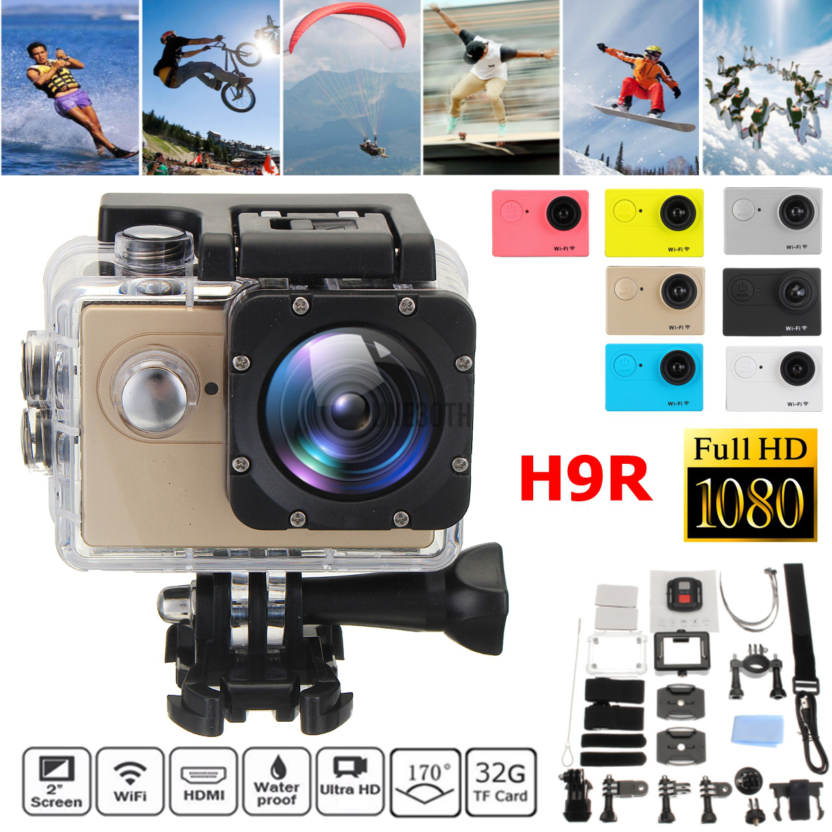 Camera Hành Trình H9R 2 '' Ultra 4k Hd 1080p 170 ° Wide Wifii (7 Màu)
