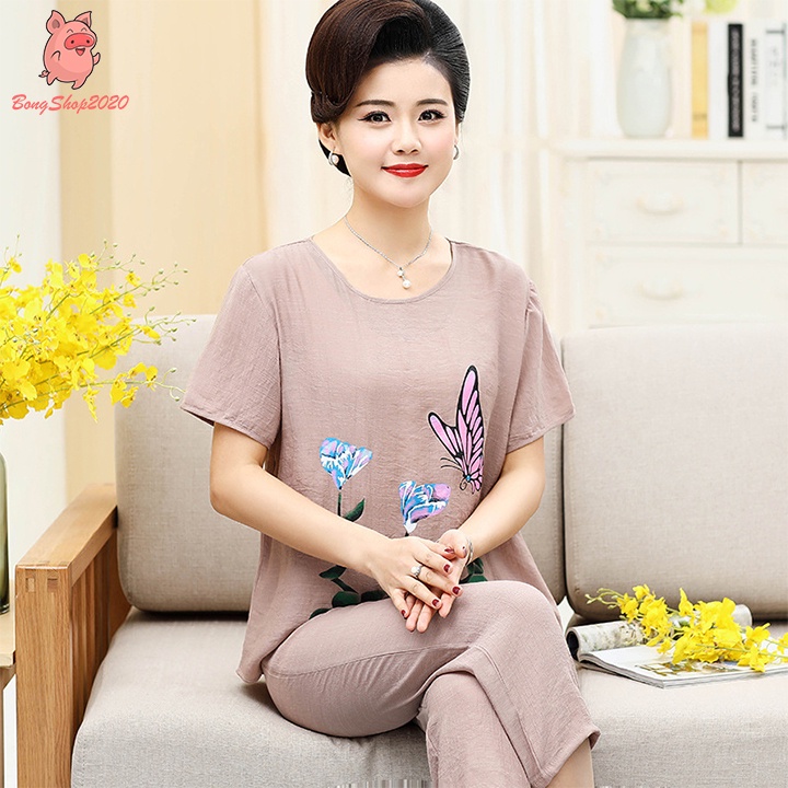 Bộ Trung Niên Mặc Nhà Vải Đũi - Sang Trọng, Thanh Lịch - Chất Đũi Mềm, Nhẹ, Mát BONGSHOP2020 H30-H37