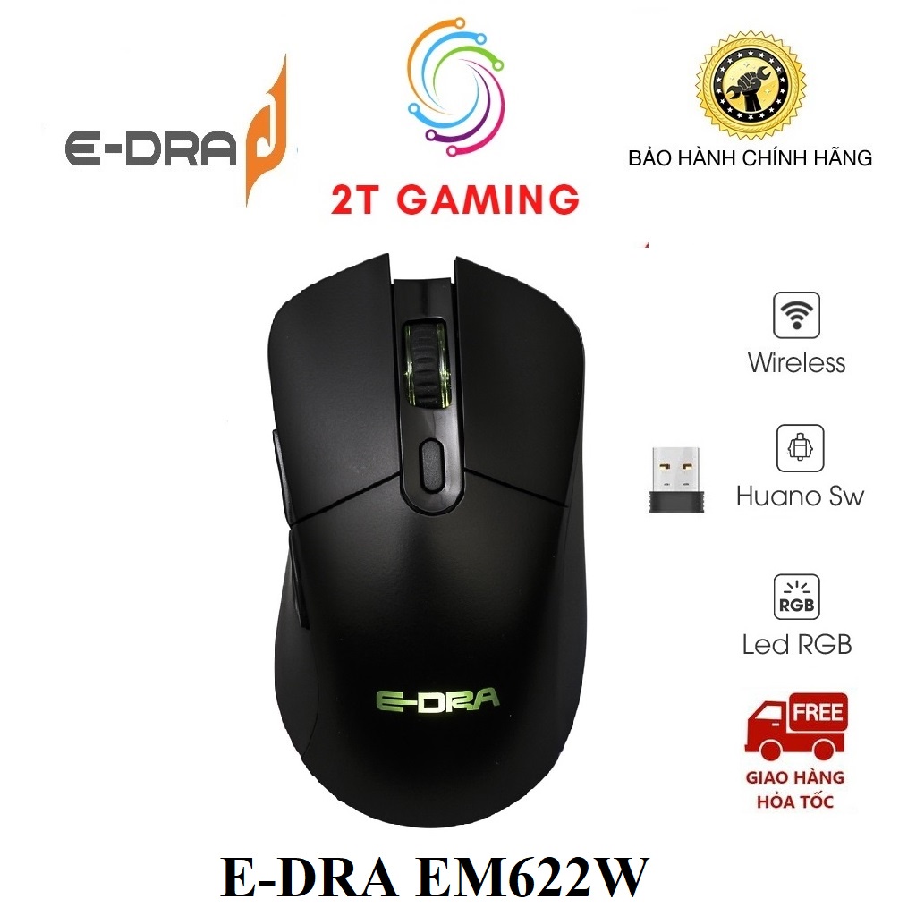 Chuột gaming không dây E-Dra EM622W RGB chính hãng
