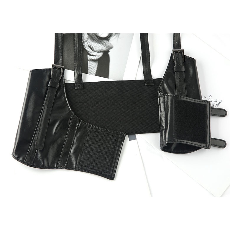 Đai lưng corset có dây, áo nịt ngực nịt bụng vintage gothic bằng da