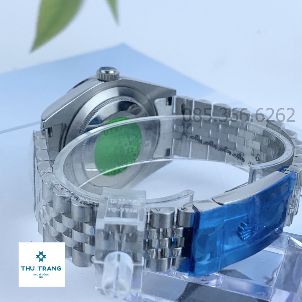 Đồng hồ nam Rolex cơ Automatic máy nhật mẫu Classic 3D trắng dây thép trắng size 39-40mm