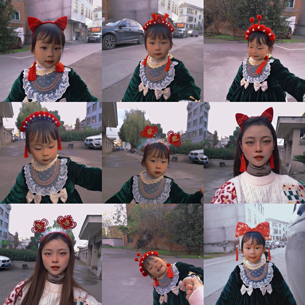 Băng Đô Cài Tóc Màu Đỏ Phong Cách Trung Hoa Mừng Năm Mới