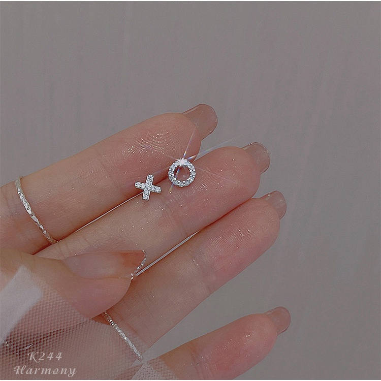Khuyên tai nữ hình XO, bông tai bạc s925 cao cấp K244 trang sức bạc Harmony