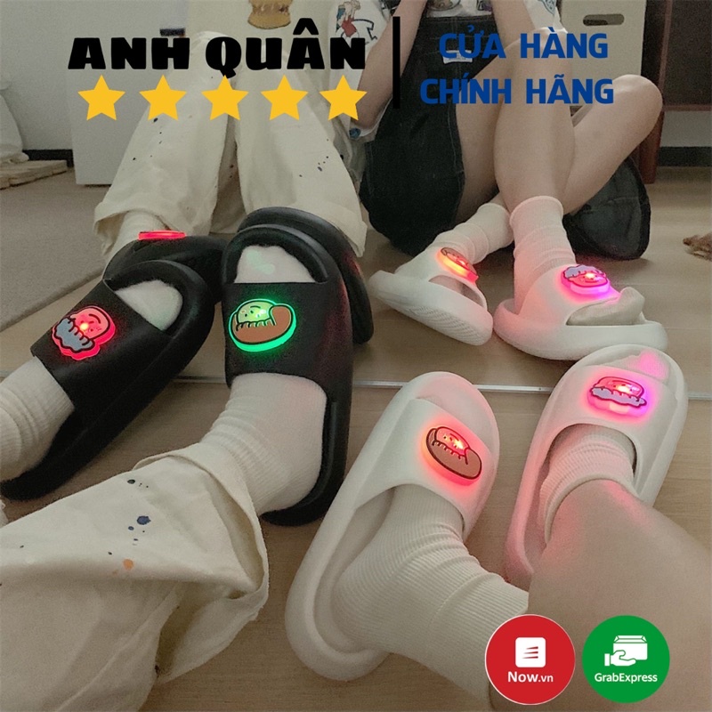 Dép Quai Ngang Nam Nữ Có Đèn Hình Gấu Boy Girl Cute 2 Màu Phong Cách Ulzzang