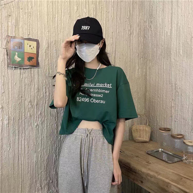 Áo thun nữ Croptop in chữ GOODCITIZEN, form rộng, vải cotton dày dặn co giãn 4 chiều, thấm hút mồ hôi siêu mát