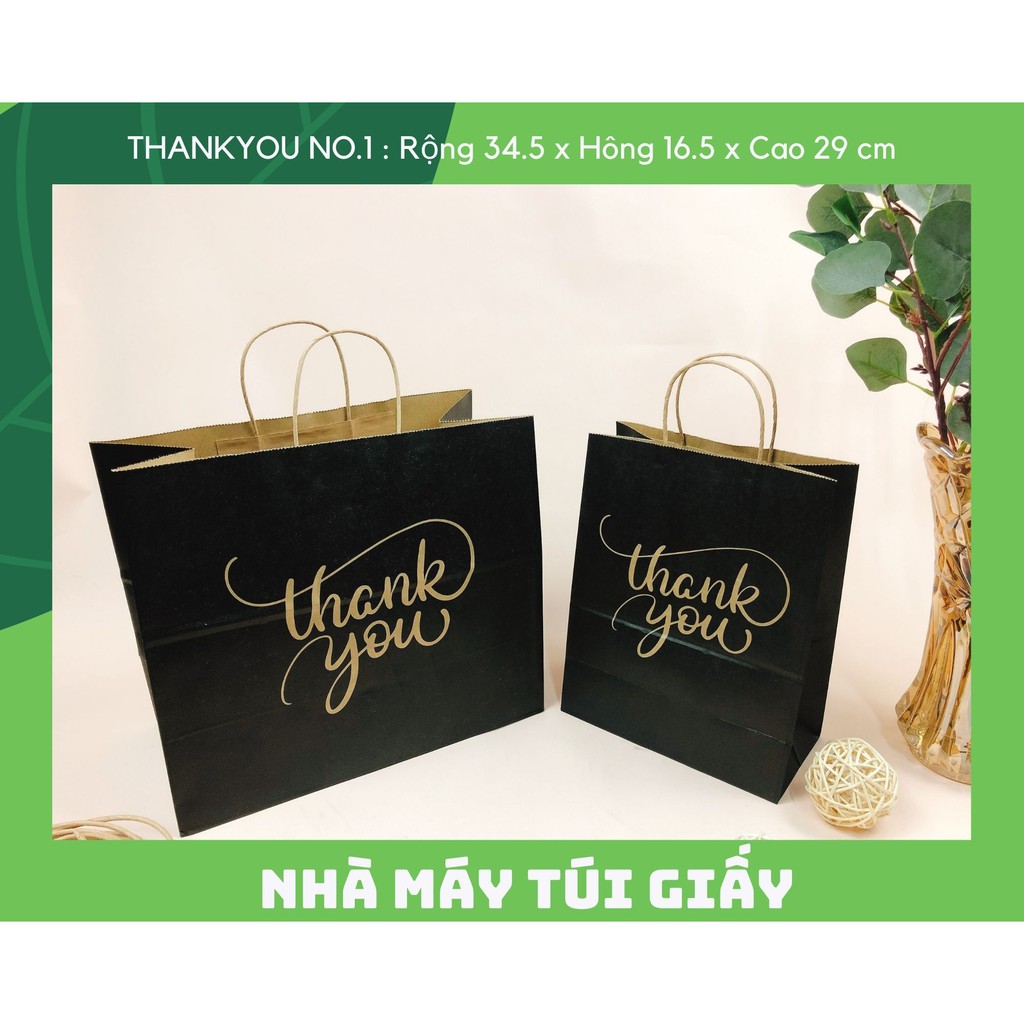 Set 20 túi giấy ThankYou size L in đen có quai (ẢNH THẬT SHOP TỰ CHỤP)