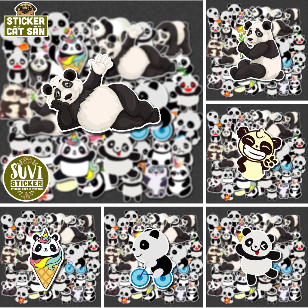 50 Sticker Cute Panda chống nước sticker dán laptop, điện thoại, đàn guitar, mũ bảo hiểm, vali. MSP: A19