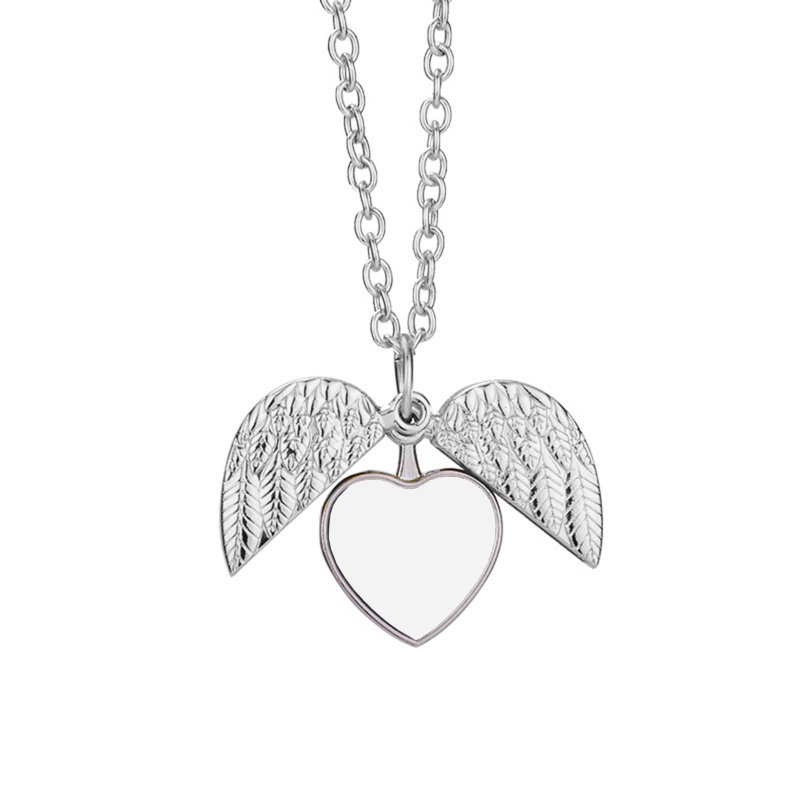 Mặt Vòng cổ Hình Đôi Cánh Trái Tim Chuyển Nhiệt DIY