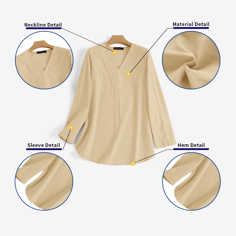 Zanzea Áo Kiểu Cổ Chữ V Tay Dài Thời Trang Dành Cho Nữ