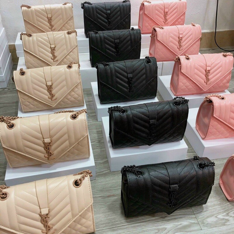 Túi xách tang đồng màu 👜Túi xách nữ lót đỏ dập logo