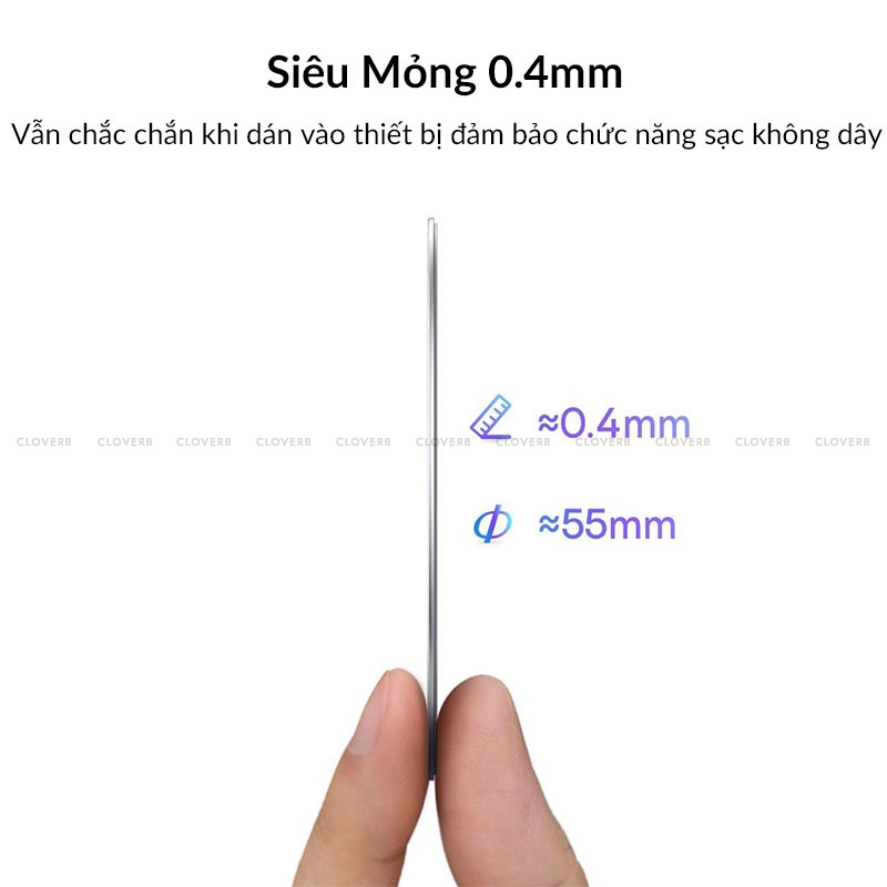 Baseus - Miếng Dán Vòng Kim Loại Siêu Mỏng Hỗ Trợ Sạc Không Dây Từ Tình Cho Ốp Lưng Điện Thoại, iP8-iP14, Samsung