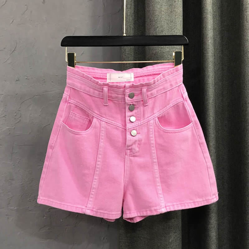 Quần Short Denim Lưng Cao Ống Rộng Phong Cách Mới
