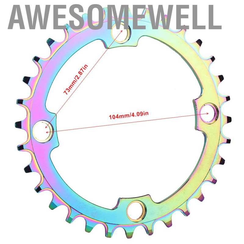 Awesomewell Aluminum Alloy 32T/34T/36T/38T Single Speed Bike Crank Ring Chain Wheel Disc