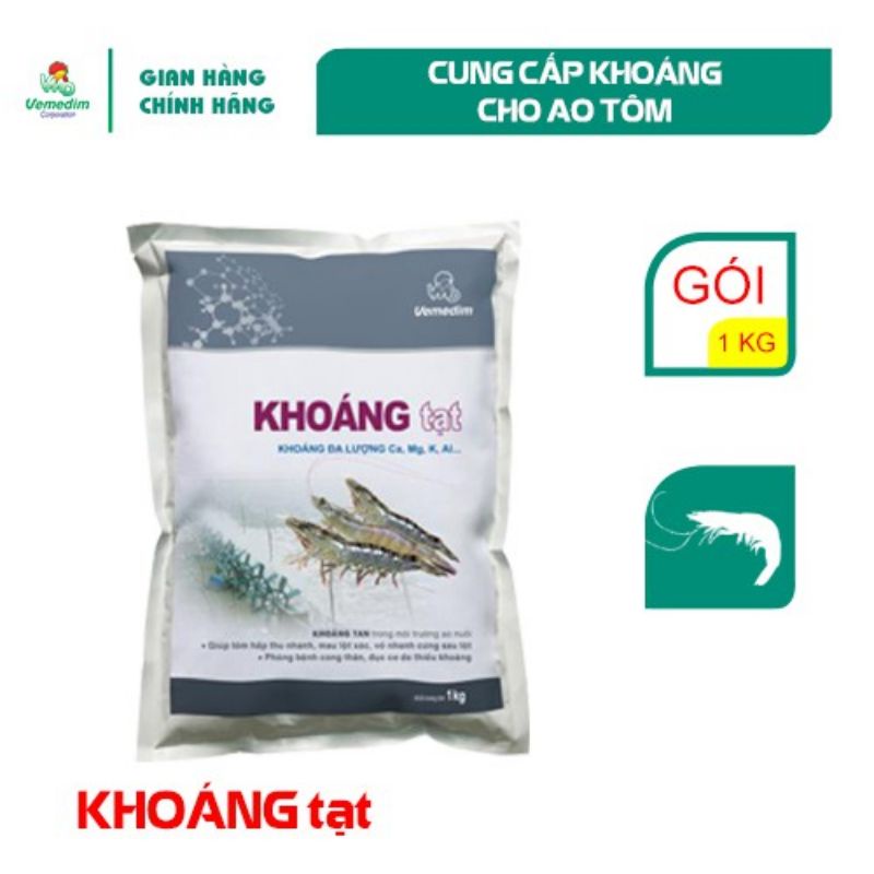 Vemedim Khoáng tạt, cung cấp khoáng cần thiết cho nhu cầu tạo vỏ của tôm, gói 1kg