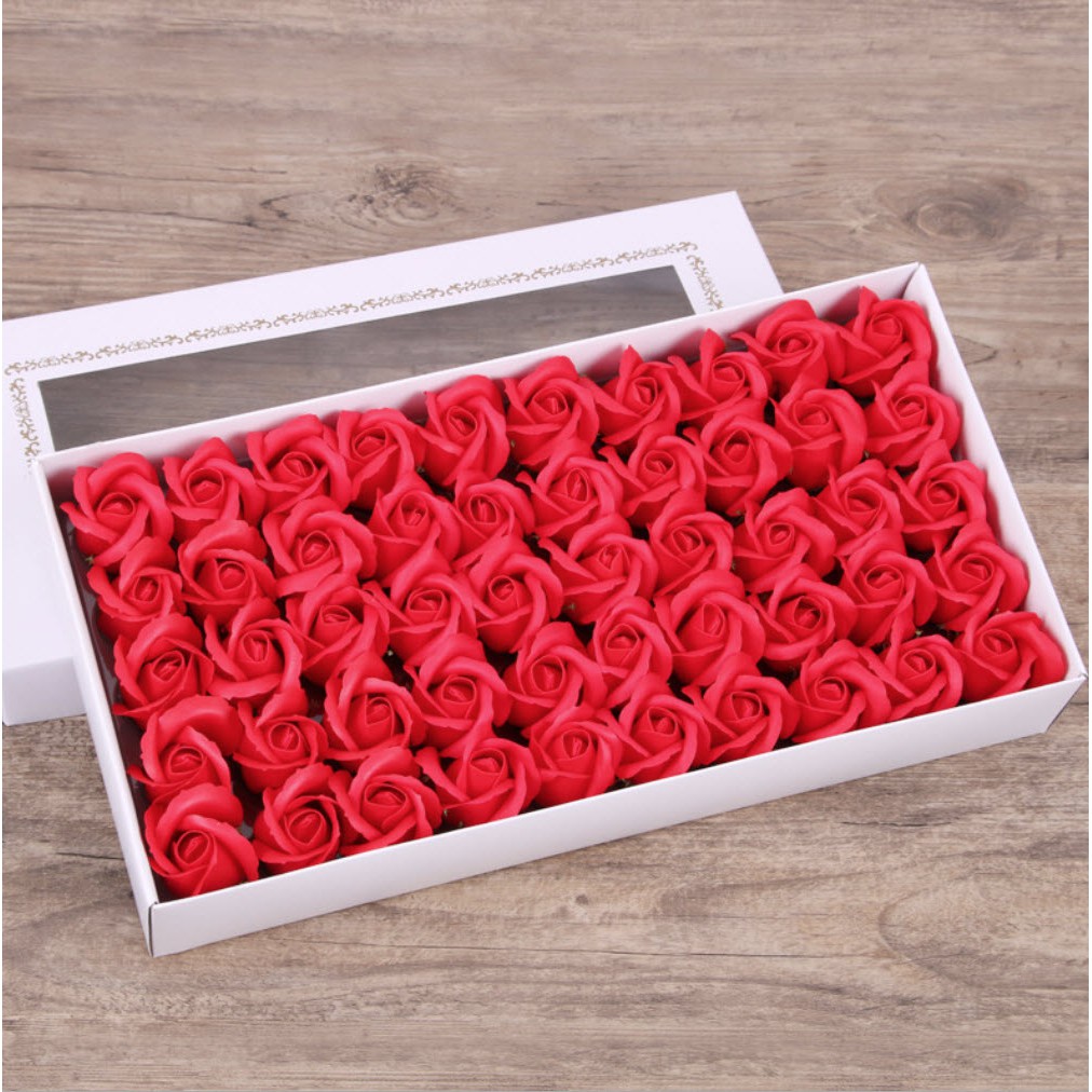 [HCM] Bông hoa hồng sáp 3 lớp loại 1 [ hộp 50 bông ] | HOA HỒNG SÁP THƠM
