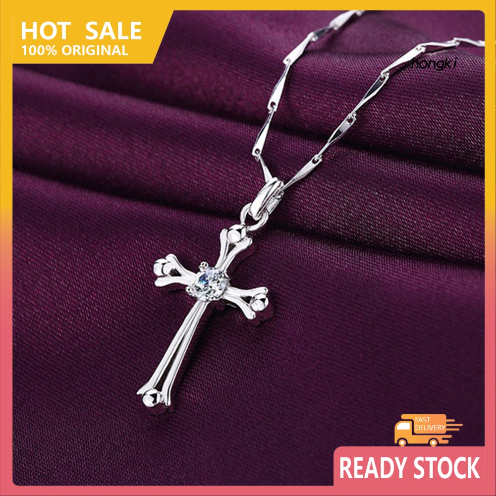 Mặt dây chuyền hình cây thánh giá đính đá zircon thời trang cho nữ
