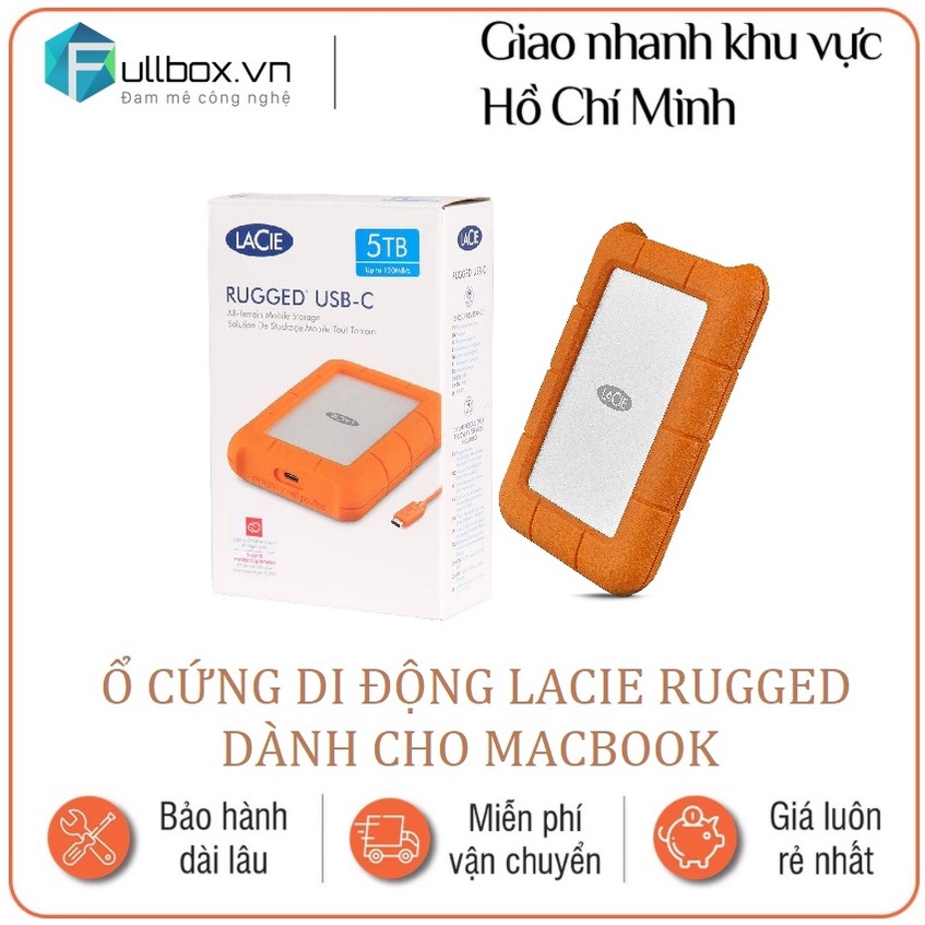 [Mã 55ELSALE2 giảm 5% đơn 3TR] Ổ cứng di động LACIE RUGGED HDD USB-C dành cho mac và windows