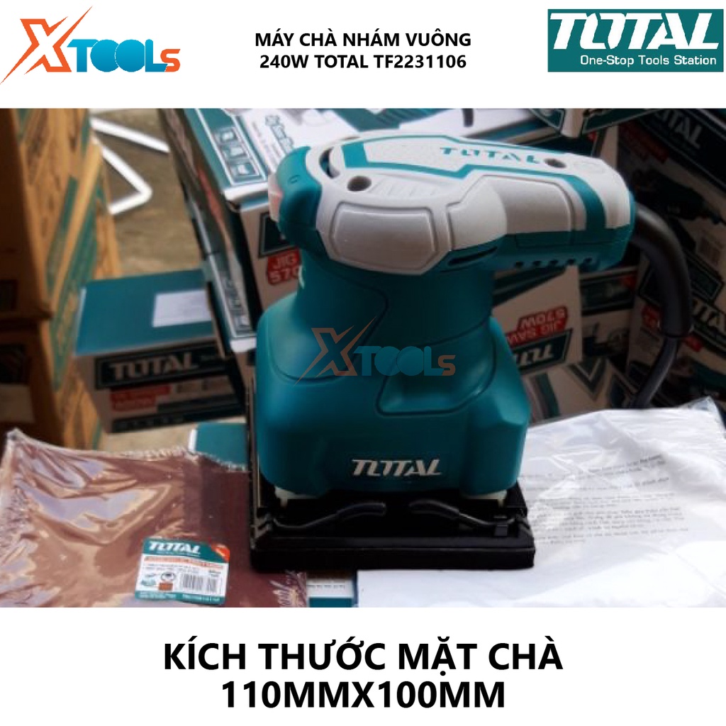 Máy chà nhám vuông TOTAL TF2231106 máy chà nhám 220V-240V/50-60Hz, Công suất 240W, 110mmx100mm, 13000rpm [XTOOLs]