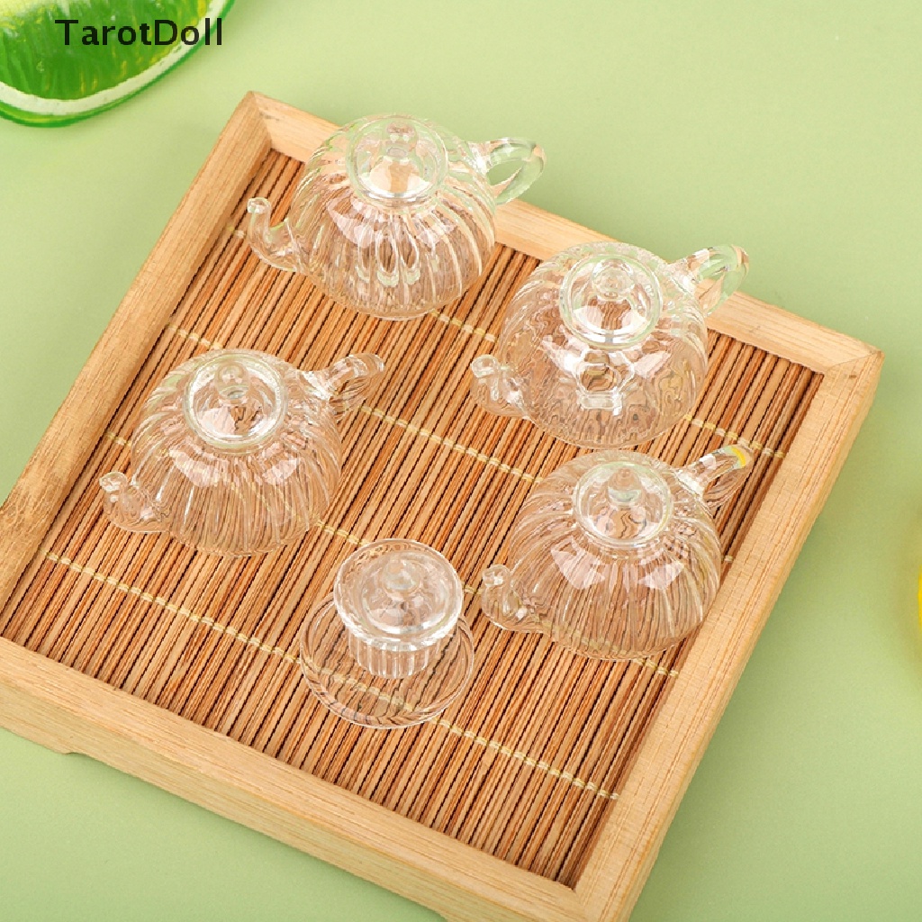 Bình Trà Thủy Tinh Mini Đế Phẳng Trang Trí Nhà Búp Bê Tỉ Lệ 1: 12