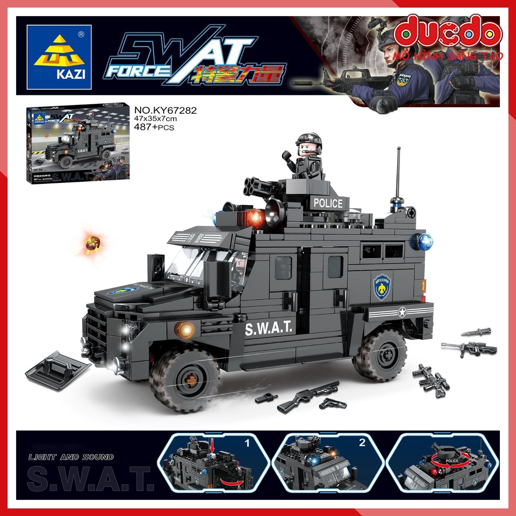 KAZI KY 67282 Lắp ghép xe đặc nhiệm cảnh sát SWAT - Đồ chơi Xếp hình lính Mô hình Mini Minifigures Army