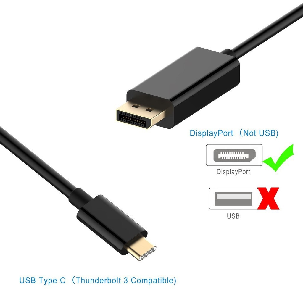 Cáp chuyển đổi USB type C sang DisplayPort Full HD 1080P dài 1.8m - Cáp chuyển tín hiệu Type C sang Display Port