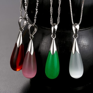 Dây Chuyền Mạ Bạc 925 Mặt Đá Opal Hình Giọt Nước Phong Cách Hàn Quốc 501049