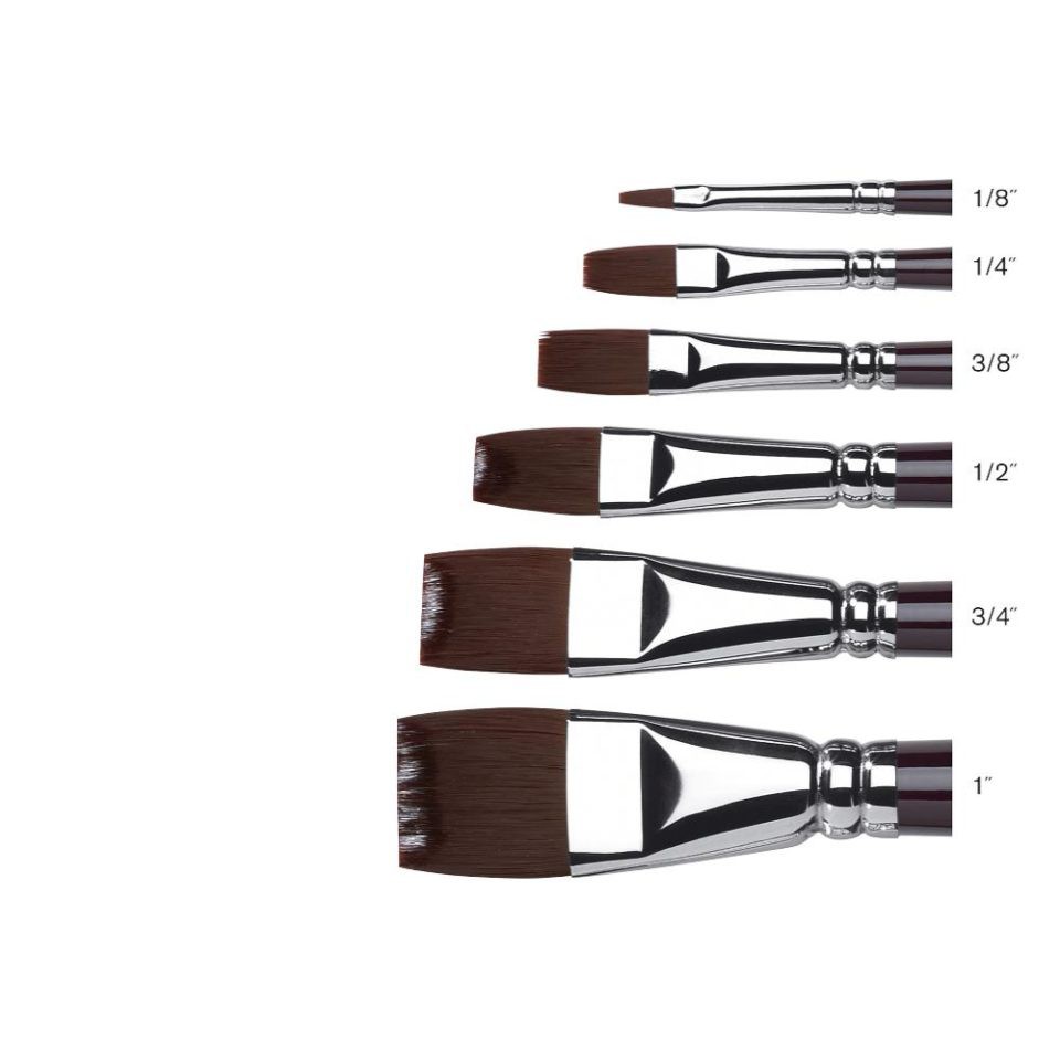 Winsor & newton galeria tay cầm ngắn một thì / rửa bàn chải acrylic phẳng I Tóc dài