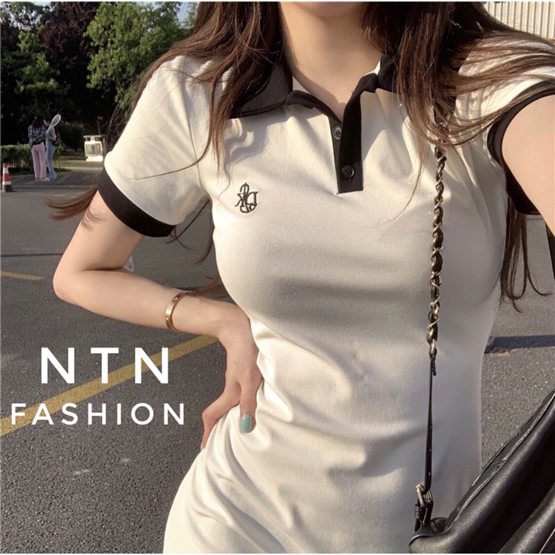 Váy PoLo body phối viền Thêu chữ .(ap).NTN. | BigBuy360 - bigbuy360.vn