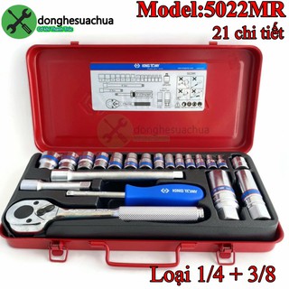 Bộ tuýp 1/4 và 3/8 inch Kingtony 5022MR 21 chi tiết