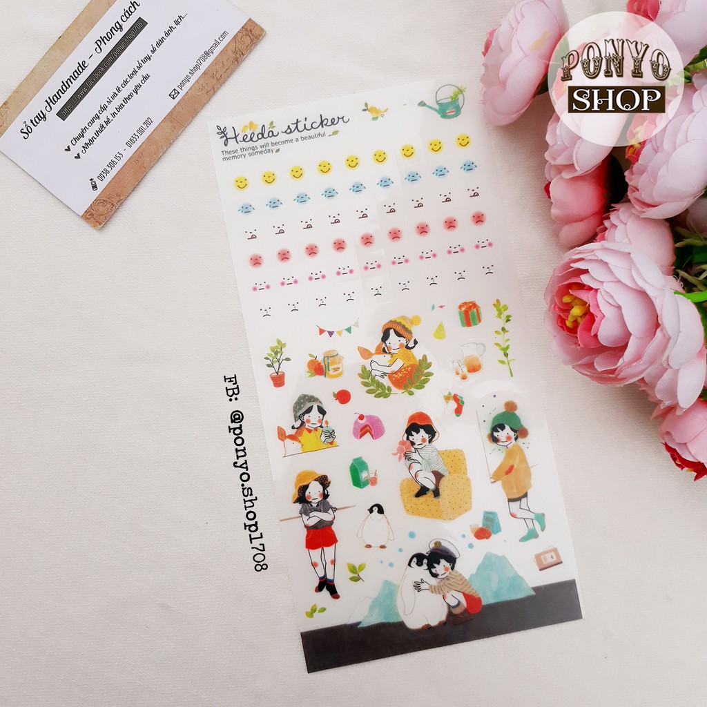👒 Bộ 6 sticker cô bé Heeda dễ thương trang trí sổ tay