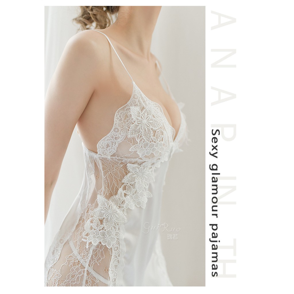 Váy ngủ hai dây lụa sexy cao cấp Đầm mặc nhà gợi cảm quyến rũ F18 | BigBuy360 - bigbuy360.vn