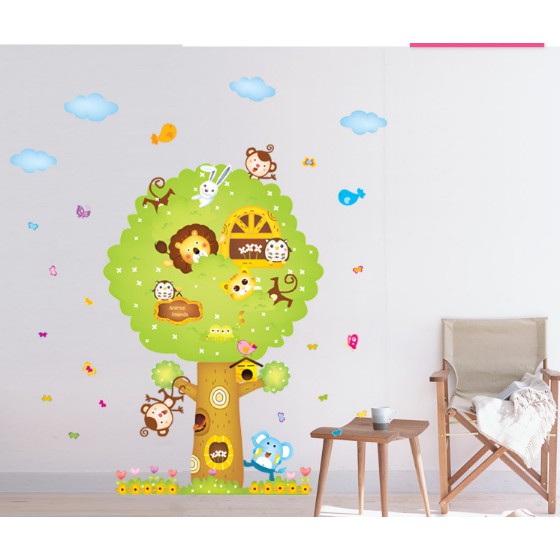 Decal trang trí nhà và thú trên Cây size lớn
