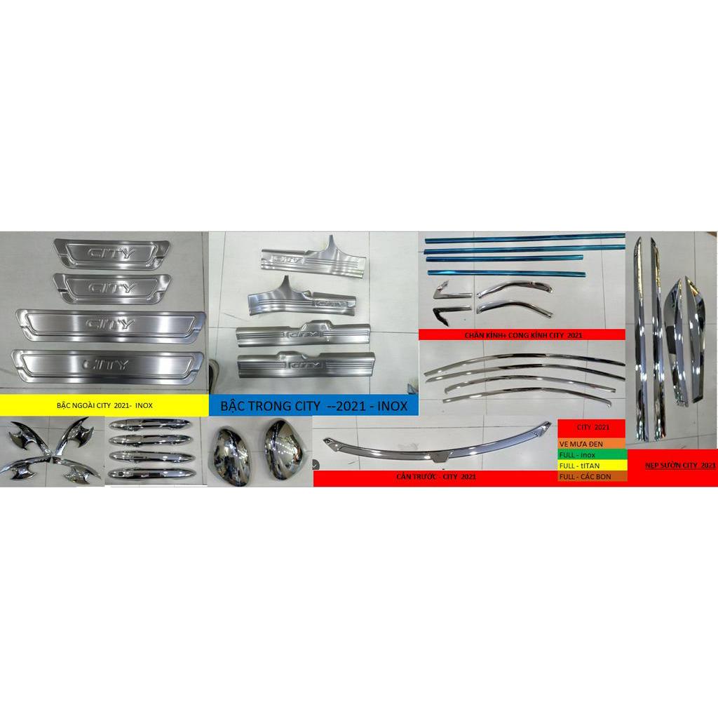 Bộ ốp tay nắm cửa, hõm cửa xe Honda City 2021 mạ Crom
