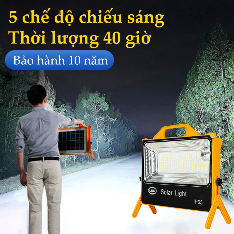 Đèn tích điện năng lượng mặt trời 200Wsiêu sáng có điều khiển + cáp sạc 5 chế độ đèn led Sáng Liên Tục 36H Dùng Cắm Trại
