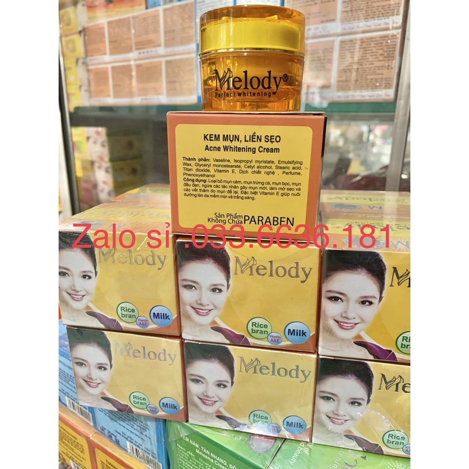 [ chính hãng-giá sỉ] kem MELODY giảm mụn- liền sẹo-mờ thâm-nuôi dưỡng làn da trắng sáng và mềm mịn hủ 8G