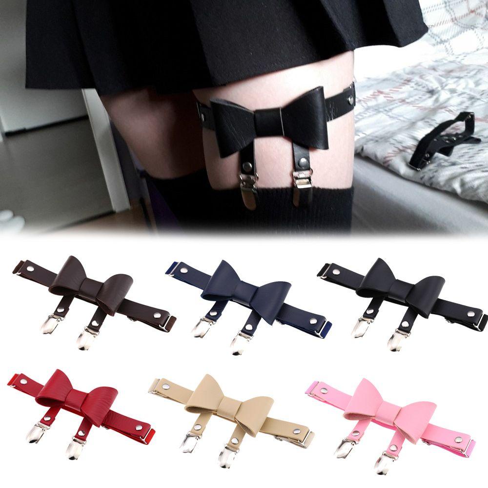 Đai Nịt Đùi Thắt Nơ Bằng Da Giả Phong Cách Punk Thời Trang Cho Nữ