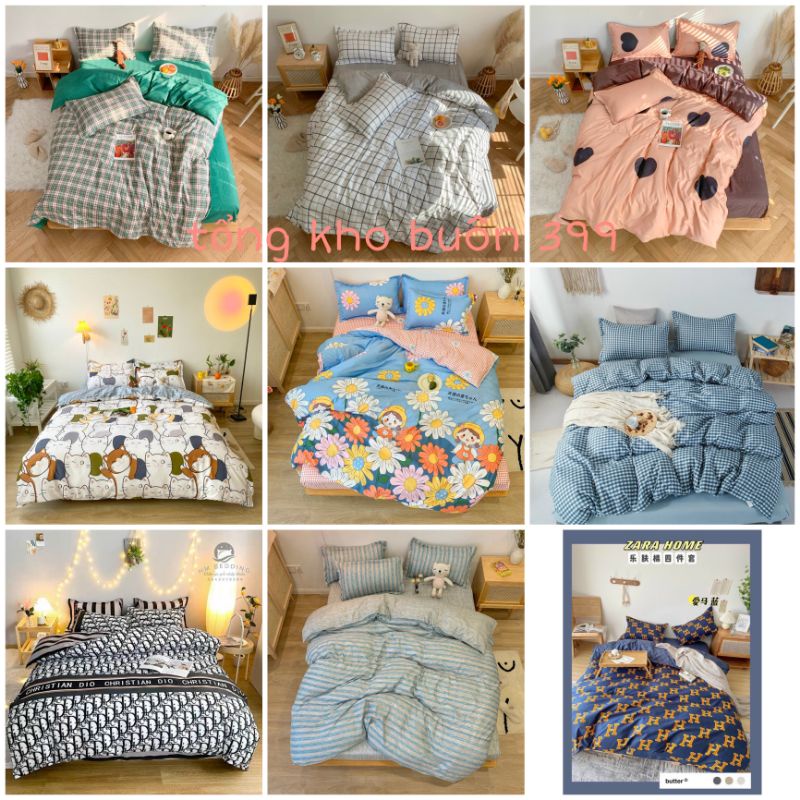 [RẺ VÔ ĐỊCH] bộ chăn ga gối 4 món cotton poly phong cách Hàn Quốc đẹp, chăn ga gối nệm, chăn, mền