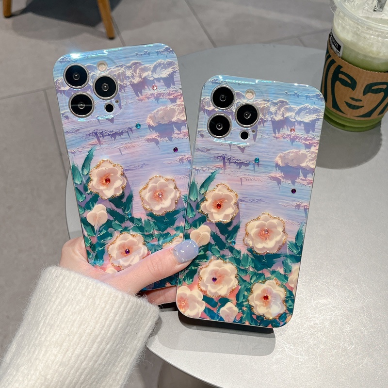 Ốp iPhone 15 Pro Max Điện Thoại TPU Mềm Chống Nứt In Hình Hoa Đính Đá Blu-ray Cho iPhone 15 iPhone 14 14 Pro Max iPhone 11 11 Pro Max 12 Pro Max 13 13 Pro Max iPhone X XS 7 Plus 8 Plus Birthday Gift For Girls